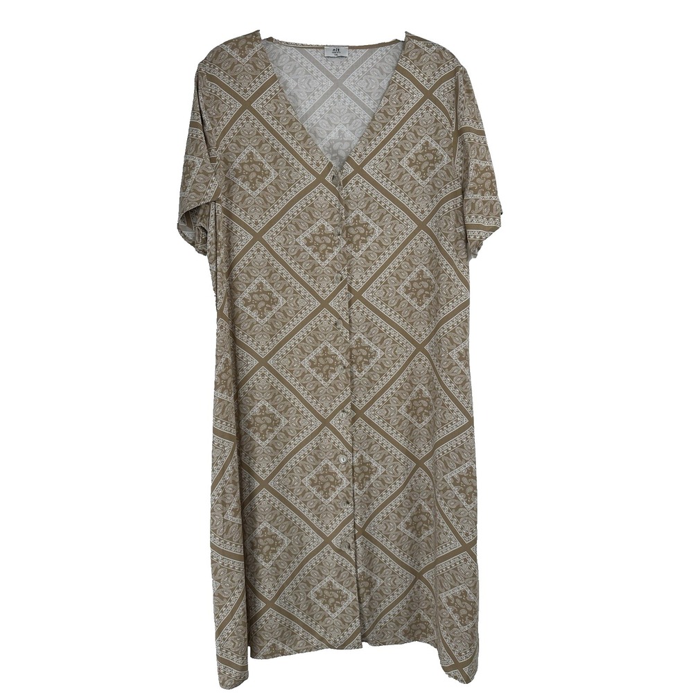 Nlt Dress Plus Size 1XL Brown Bandanna Print Cowgirl Boho Western Country